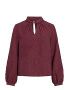 Vila Viveama L/S High Neck Top/Pb Burgundy