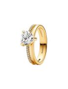 Pandora Heart 14K Gold-Plated Ring With Clear Cubic Zirconia Guld