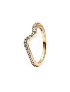 Pandora Wave 14K Gold-Plated Ring With Clear Cubic Zirconia Guld