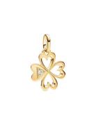 Pandora Clover 14K Gold-Plated Medallion With Clear Cubic Zirconia Gul...