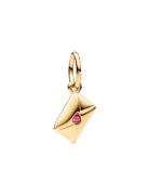 Pandora Love Envelope 14K Gold-Plated Dangle With Red Cubic Zirconia G...