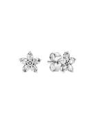 Pandora Snowflake Sterling Silver Stud Earrings With Clear Cubic Zirco...