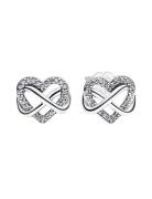 Pandora Infinity Heart Sterling Silver Stud Earrings With Clear Cubic ...