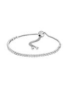 Pandora Rhodium Plated Sterling Silver Bracelet With Clear Cubic Zirco...