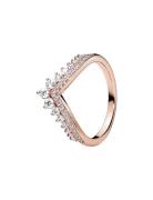 Pandora Tiara Wishb 14K Rose Gold-Plated Ring With Clear Cubic Zirconi...