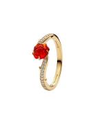 Pandora Disney Beauty And The Beast Rose 14K Gold-Plated Ring With Cle...