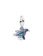 Pandora Hummingbird Sterling Silver Double Dangle With Glittery Green,...