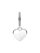 Pandora Engravable Heart Sterling Silver Dangle With Clear Cubic Zirco...