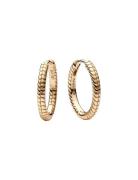 Pandora Snake Chain Pattern 14K Gold-Plated Hoop Earrings Guld