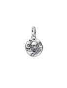 Pandora Skull Sterling Silver Medallion With Clear Cubic Zirconia Silv...