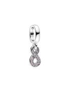 Pandora Infinity Sterling Silver Dangle With Cerise And Phlox Pink Cry...
