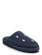 Polo Ralph Lauren Reade Suede-Trim Polo Pony Scuff Slipper Marinblå