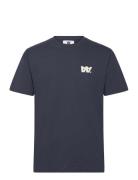 WOOD WOOD Ace Letter T-Shirt Gots Marinblå