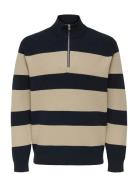 ONLY & SONS Onsphil Reg 12 Struc Half Zip Knit Noos Marinblå