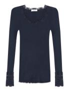 Rosemunde Silk T-Shirt W/ Lace Svart