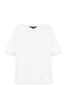 Lauren Ralph Lauren Stretch Cotton Boatneck Tee Vit