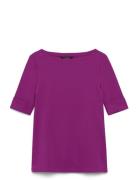 Lauren Ralph Lauren Stretch Cotton Boatneck Tee Röd