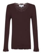 Rosemunde Rwbabette Silk Ls Lace T-Shirt Brun
