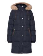 Lauren Ralph Lauren Faux-Fur-Trim Hooded Down Coat Marinblå