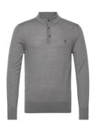 AllSaints Mode Merino Ls Polo Grå