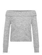 LMTD Nlflodets Ls Off Shoulder Knit Top Grå