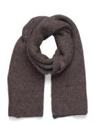 Rosemunde Rwtulip Wool Blend Rib Knit Scarf Brun