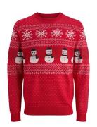 Jack & J S Jjxmas Andrew Knit Crew Neck Jnr Röd