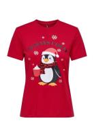 ONLY Onlkita Life Reg S/S Top Box Xmas Jrs Röd