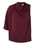 Selected Slflaurina Shoulder Cowl Top B Burgundy