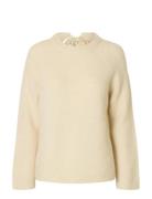 Selected Slfgabella Ls Knit Bow O-Neck Kräm