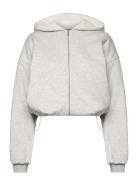 Weekday Over D Fleece Zip Hoodie Grå