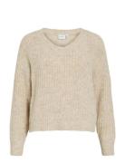 Vila Vilampe V-Neck L/S Knit Top-Noos Beige