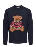 ONLY & SONS Onsxmas Reg 5 Teddy Crew Knit Cs Marinblå