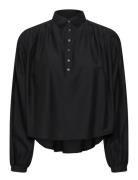 Polo Ralph Lauren Pleated Cotton-Silk Shirt Svart
