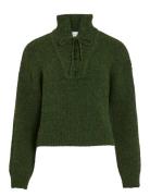 Vila Vigleeba High Neck L/S Rib Knit Top Grön