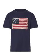 Ralph Lauren Kids 26/1 Jersey-Ss Flag Tee-Kn-Tsh Marinblå