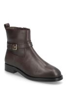Tommy Hilfiger Th Buckle Riding Leather Bootie Brun