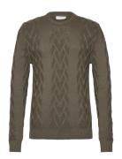 Lindbergh Cable O-Neck Knit Khaki Green