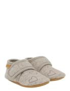 En Fant Wool Slippers W. Embroidery Grå
