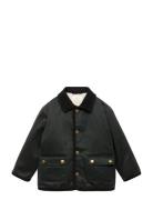 Mango Waxed-Effect Parka Khaki Green