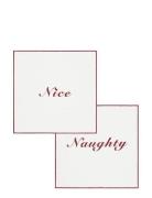 Anna + Nina Naughty & Nice Napkin Set Of 2 Vit
