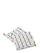 STUDIO FEDER Ada Pot Holder 2-Pack - Cot/Lin Blå