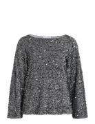 Vila Vifaith Boat Neck L/S Sequin Top/1 Grå