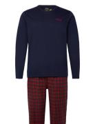 Polo Ralph Lauren Cotton Jersey & Plaid Flannel Sleep Set Marinblå