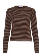 Mango Long-Sleeved Striped T-Shirt Brun