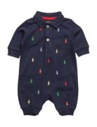 Ralph Lauren Baby Cotton Interlock Coverall Blå