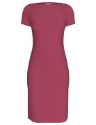 Calvin Klein Stretch Crepe Boat Neck Ss Dress Burgundy
