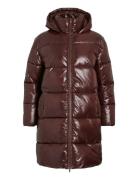 Vila Vilidda L/S Hood Shinny Puffer Jacket Brun