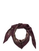 Lauren Ralph Lauren Floral Silk Twill Diamond Scarf Burgundy