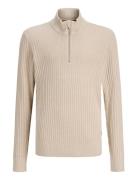 Jack & J S Jprblubarkley Knit Half Zip Jnr Beige